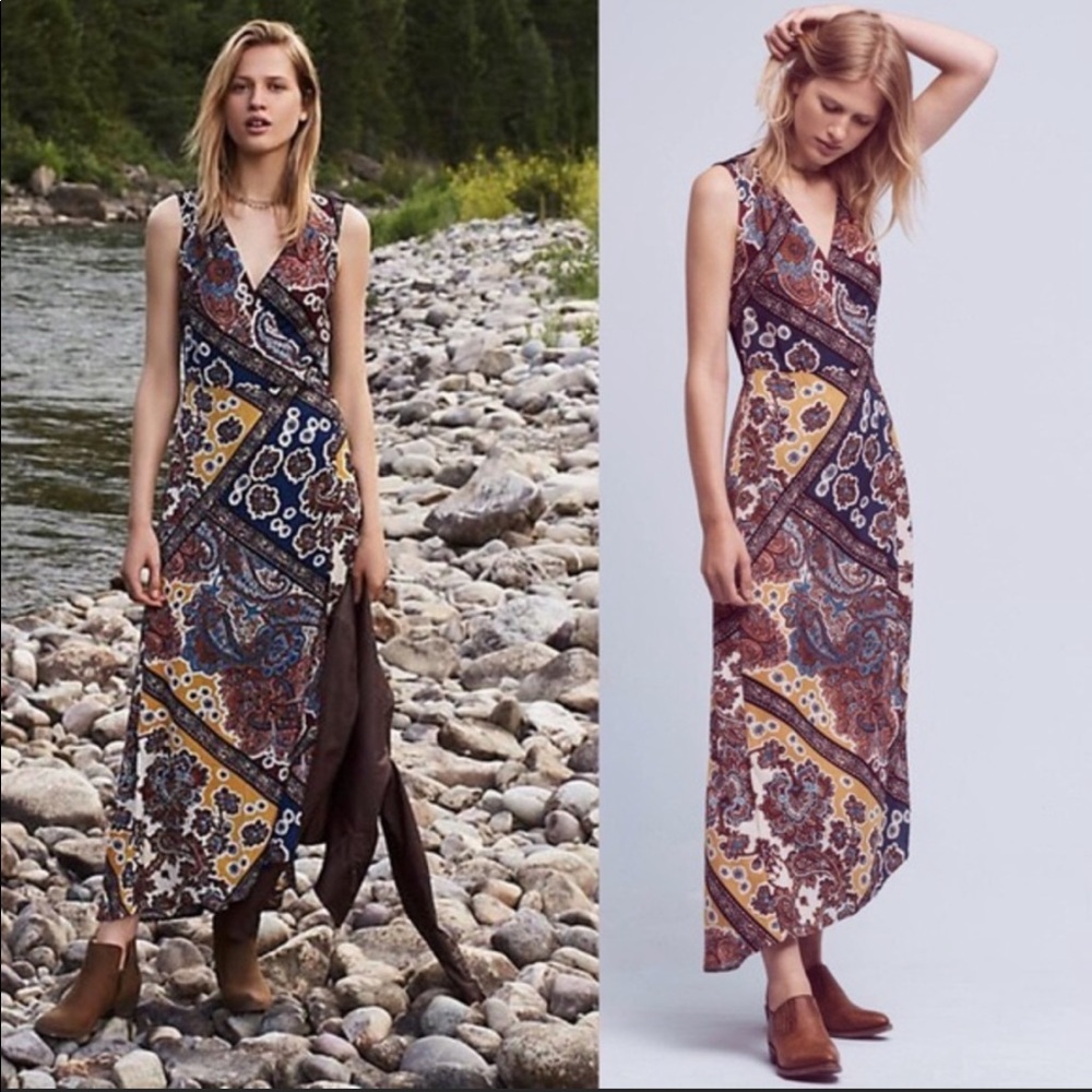 Anthropologie Multicolor Paisley Maxi Dress